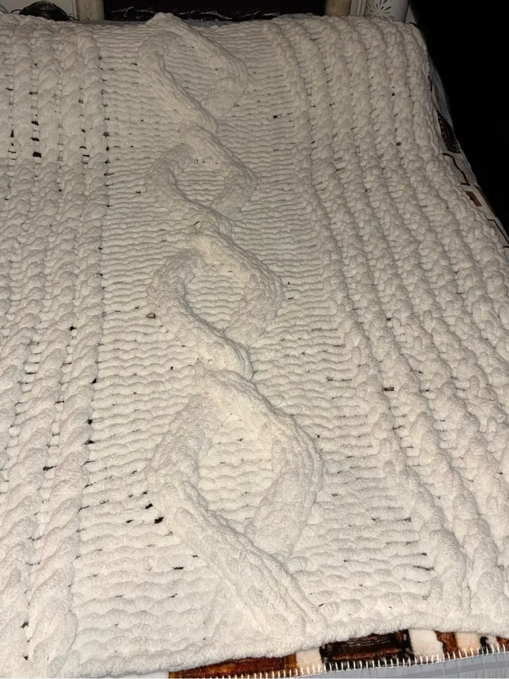 Chunky Cable Knit Throw Blanket off white Cream UGG throw Soft Home Bedding